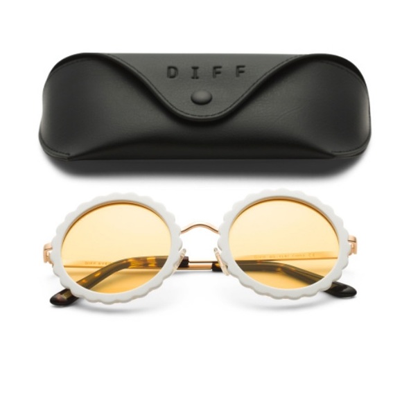 DIFF Dixie Retro Sunglasses Round White Frames - Picture 3 of 8